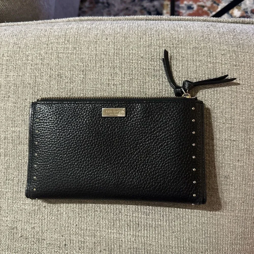 Kate Spade Malea West Street Black Leather Studded Wallet